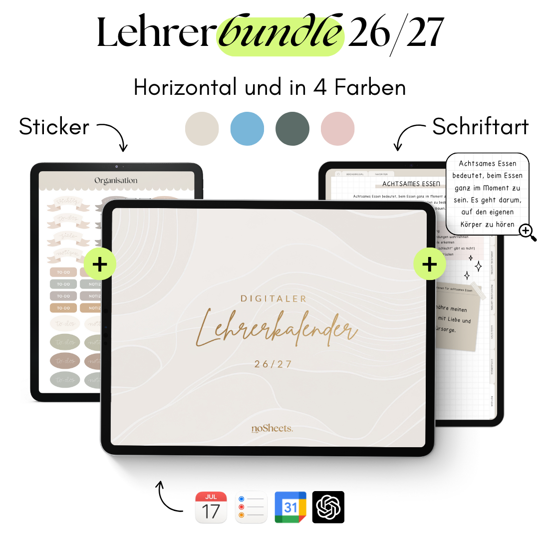 LehrerBundle 26/27 | Planer + Sticker + Schriftart