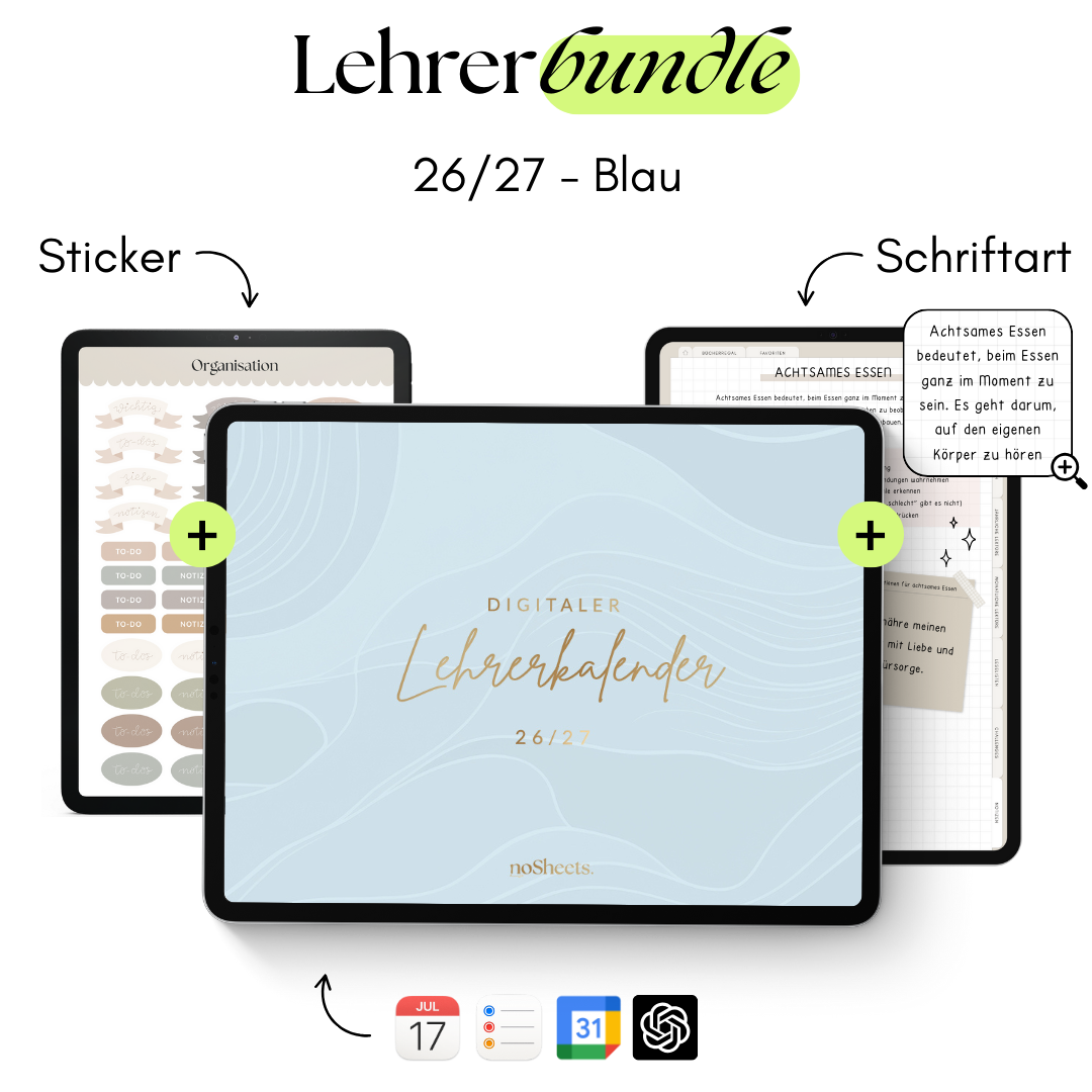 LehrerBundle 26/27 | Planer + Sticker + Schriftart