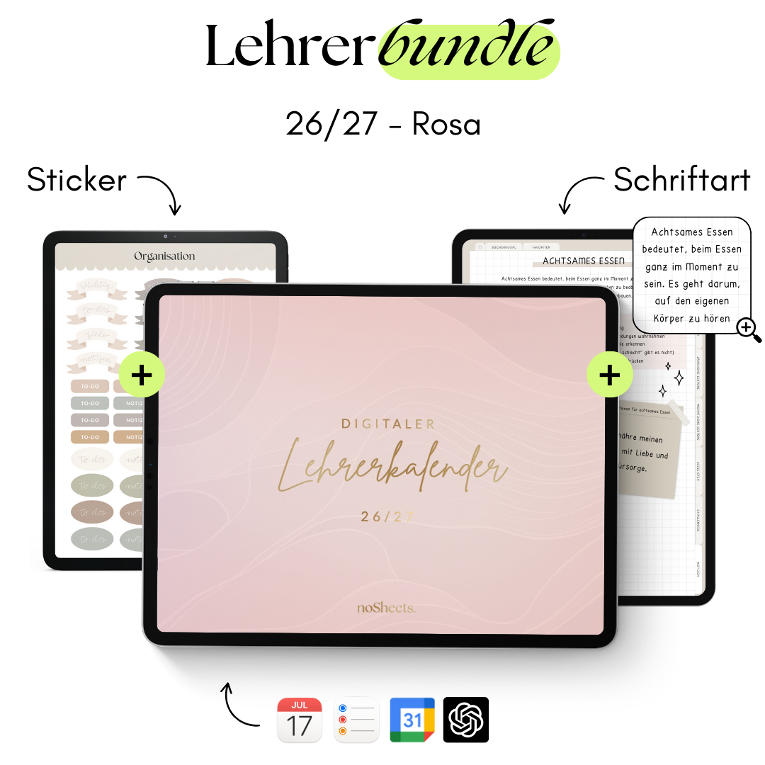 LehrerBundle 26/27 | Planer + Sticker + Schriftart
