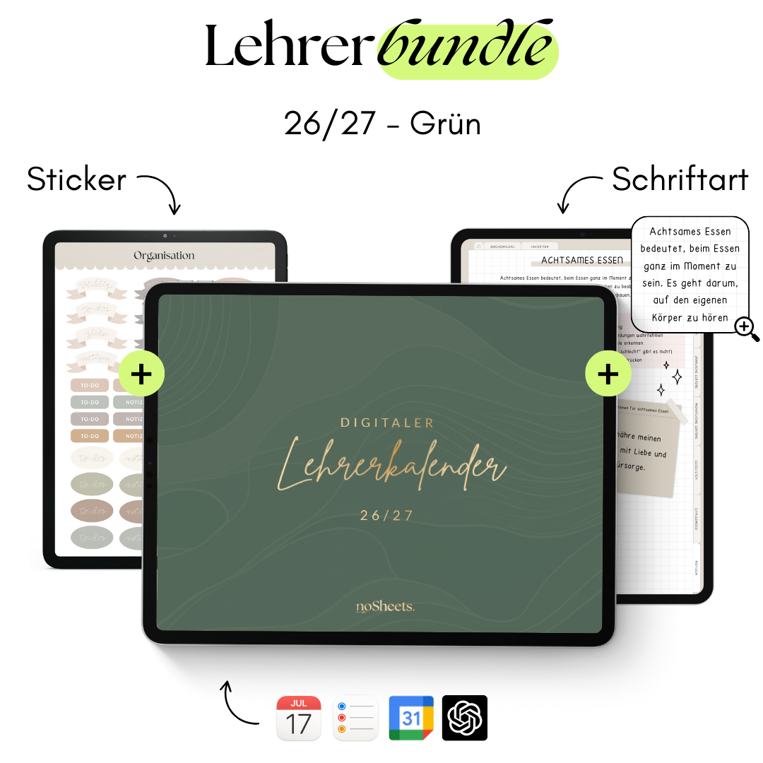 LehrerBundle 26/27 | Planer + Sticker + Schriftart